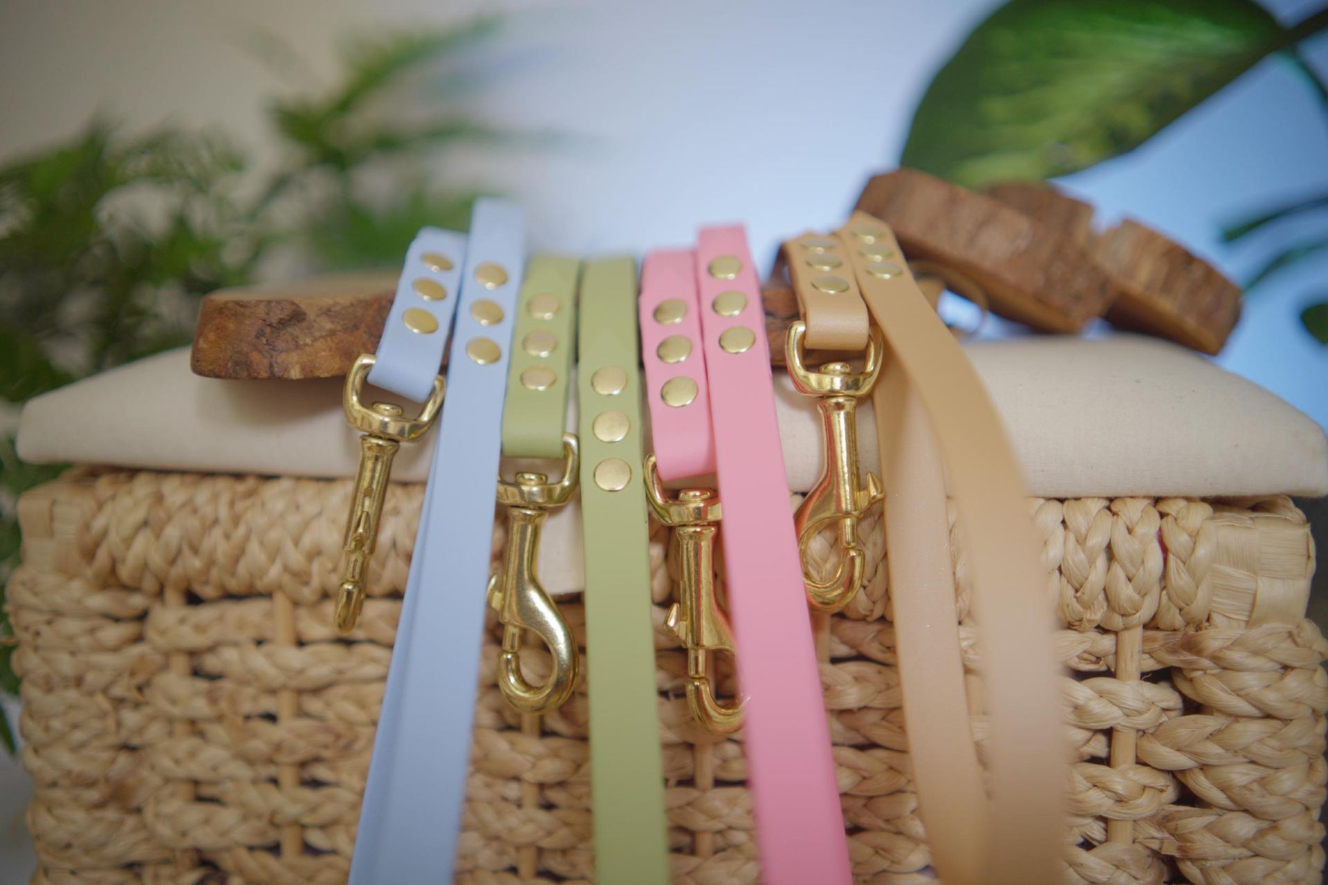Handgemaakte BioThane® hondenlijnen in pastelkleuren